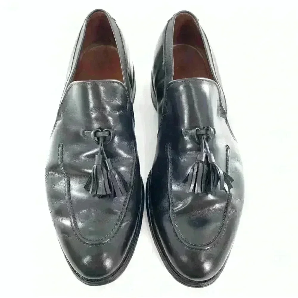 Allen Edmonds Ethan size 9.5 black leather vintage 90s slip on tassel loafers
